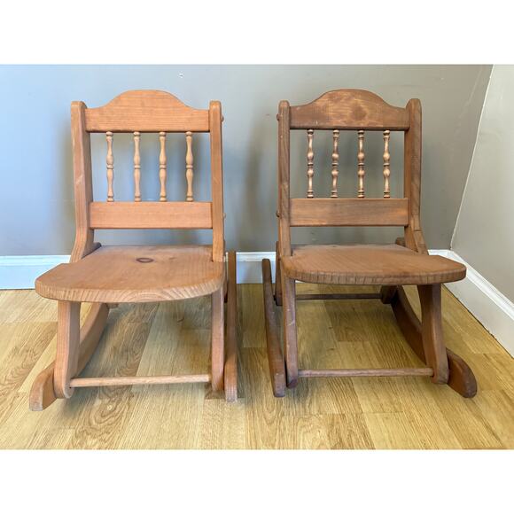 (2) 17.5" Tall Pine Folding Rocking Chairs - Picture 10 of 10